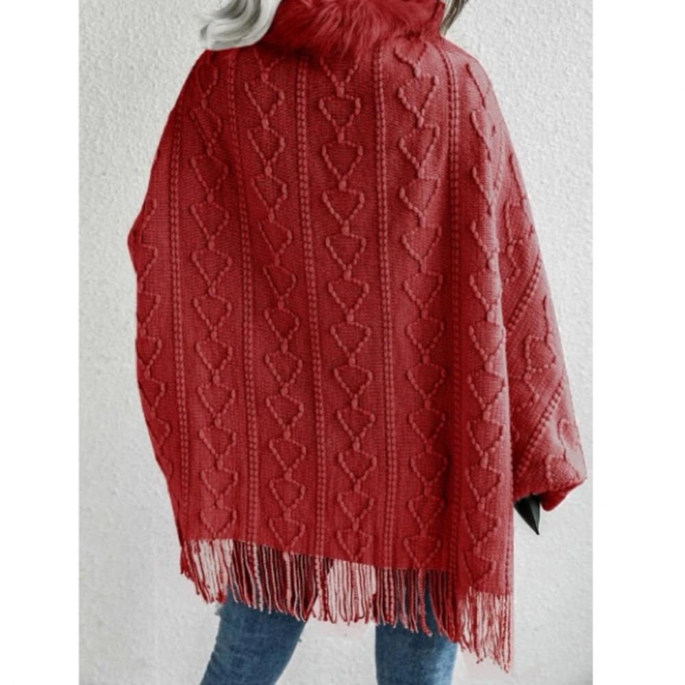 Boho vegan fur sweater cardigan open poncho - Picture 10 of 16